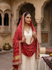 Pure Gajji Ghatchola Dupatta With Heavy Cutdana, Patra & Gota Patti Work With Lakdi Patta Zari Palla
